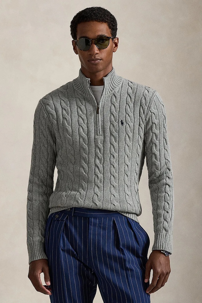 Polo Ralph Lauren pulover de bumbac grosime medie gri 710810841