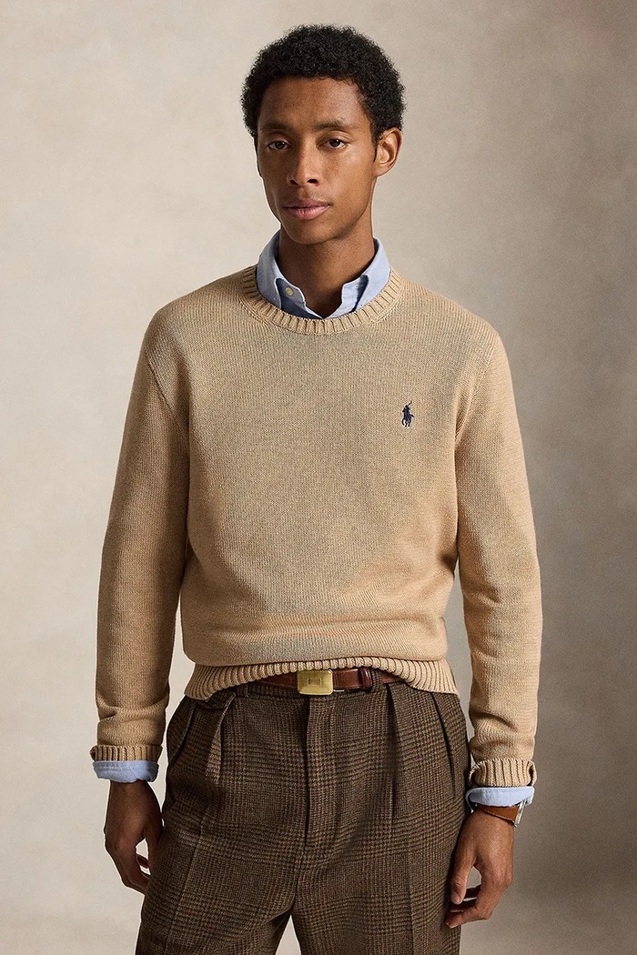 Polo Ralph Lauren Sweter męski bawełniany beżowy 710810846