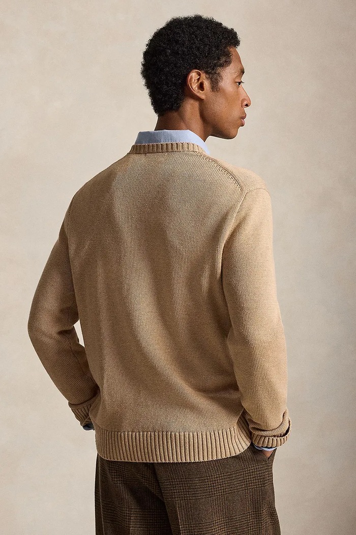 Polo Ralph Lauren Sweter męski bawełniany 710810846 beżowy SS26