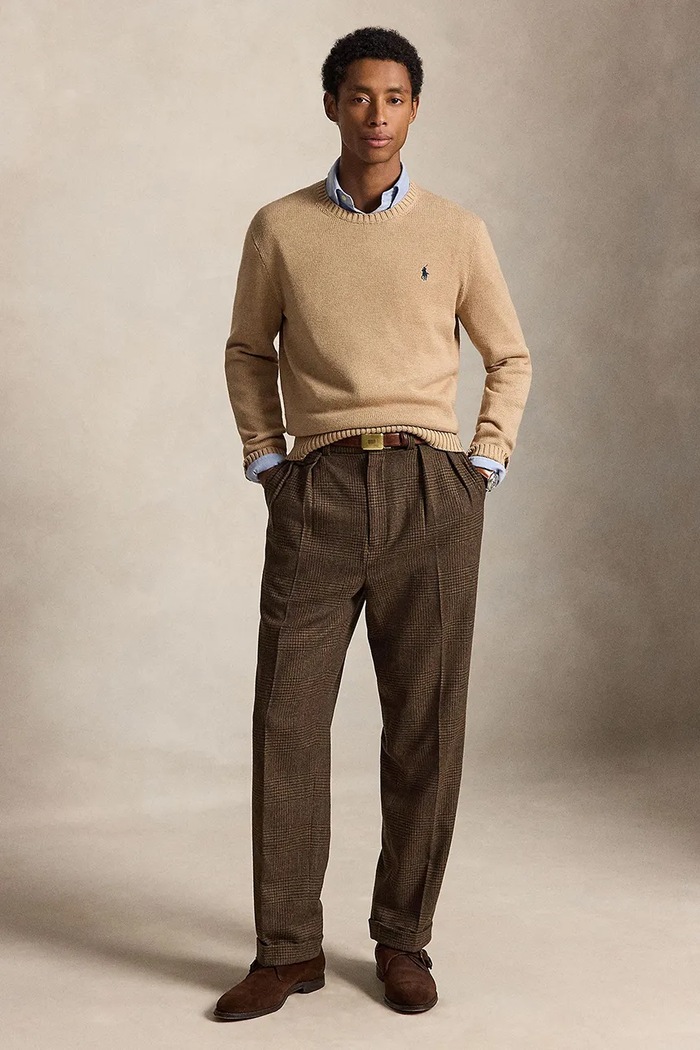 Odzież Polo Ralph Lauren Sweter męski bawełniany 710810846 beżowy