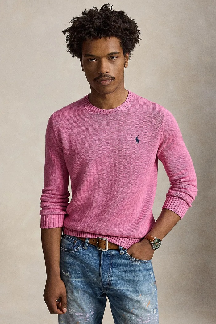 Polo Ralph Lauren Sweter męski bawełniany różowy 710810846