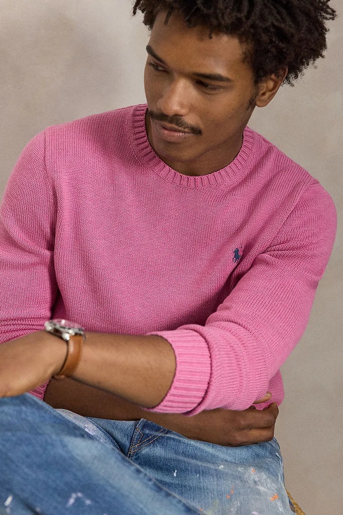 Sweter męski bawełniany Polo Ralph Lauren 710810846 różowy