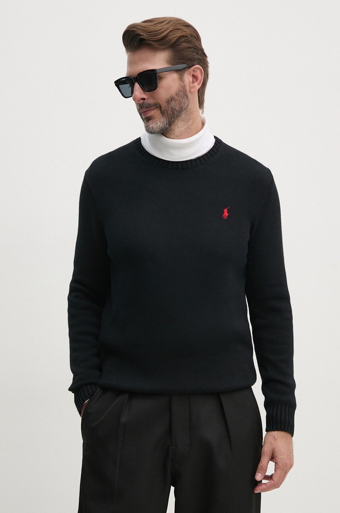 Polo Ralph Lauren sweter bawełniany bawełna czarny 710810846