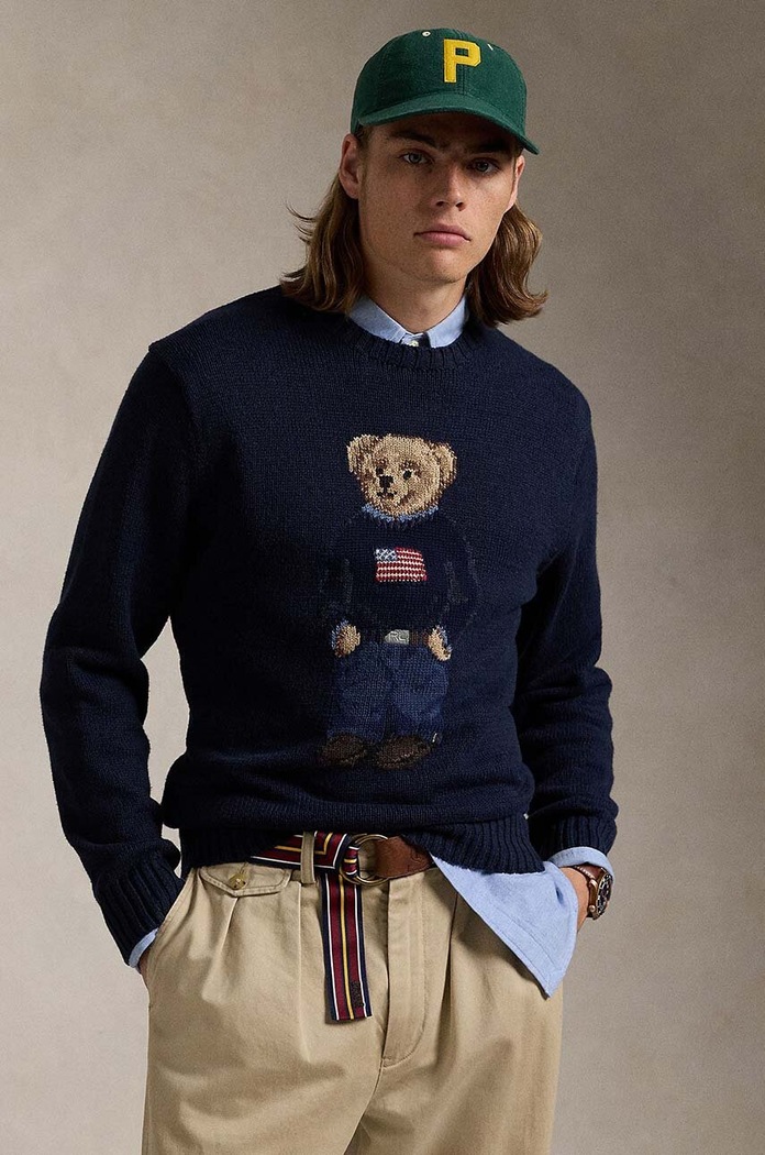 Polo Ralph Lauren sweter z domieszką lnu pozostałe granatowy 710946137