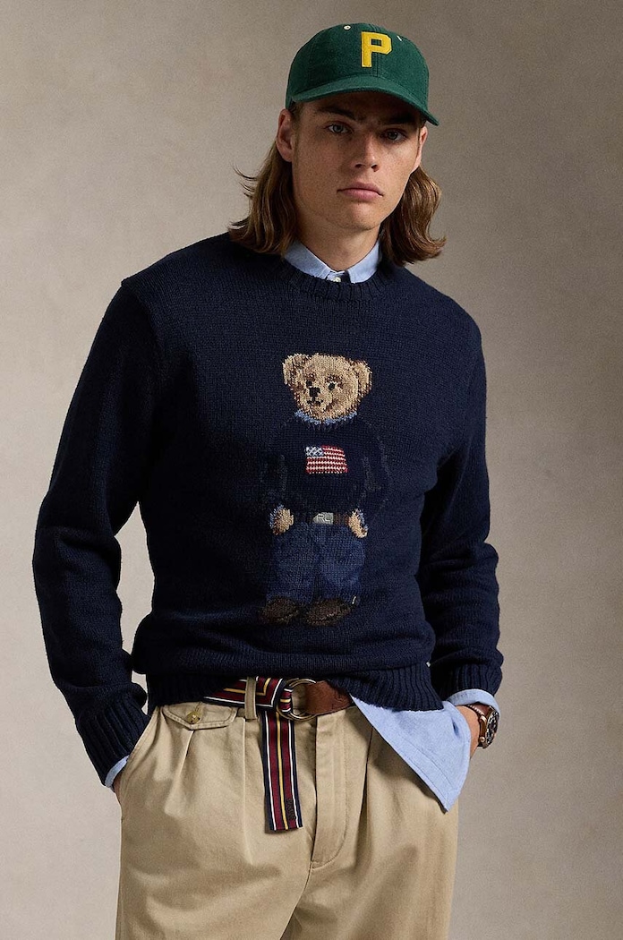Polo Ralph Lauren sweter z domieszką lnu pozostałe granatowy 710946137