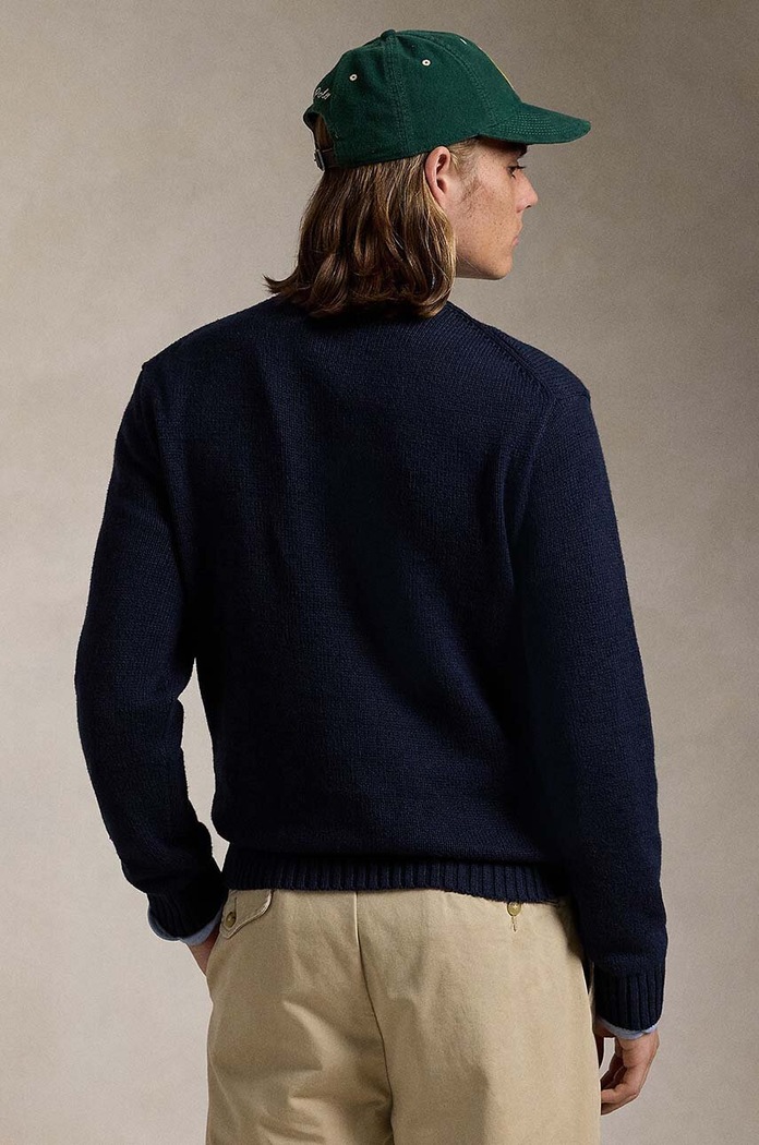 Polo Ralph Lauren sweter z domieszką lnu 710946137 granatowy AW24