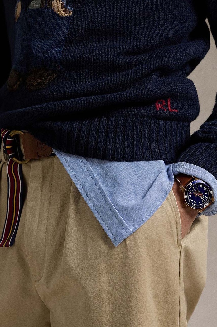 Odzież Polo Ralph Lauren sweter z domieszką lnu 710946137 granatowy