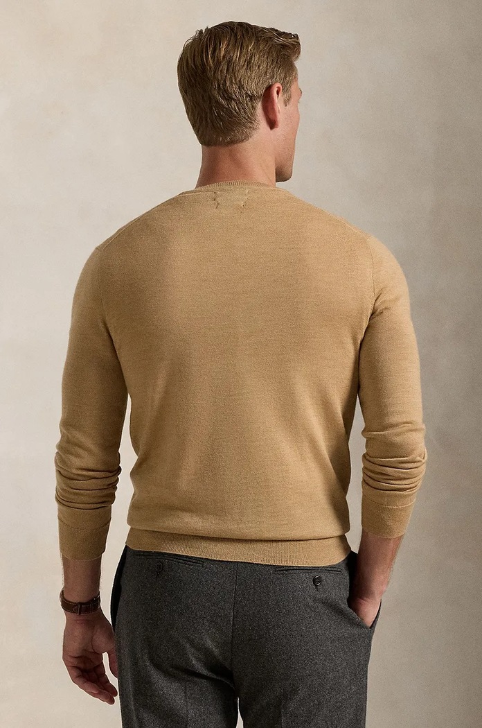 Μάλλινο πουλόβερ Polo Ralph Lauren 710946143 καφέ AW25