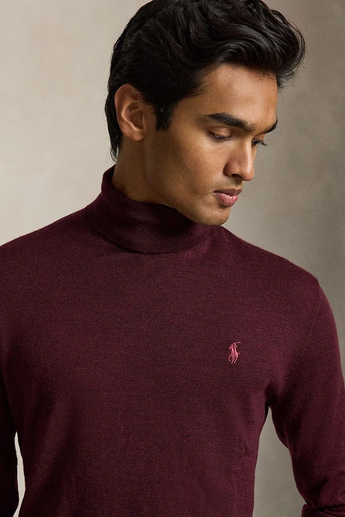 Golf męski wełniany Polo Ralph Lauren 710946145 bordowy