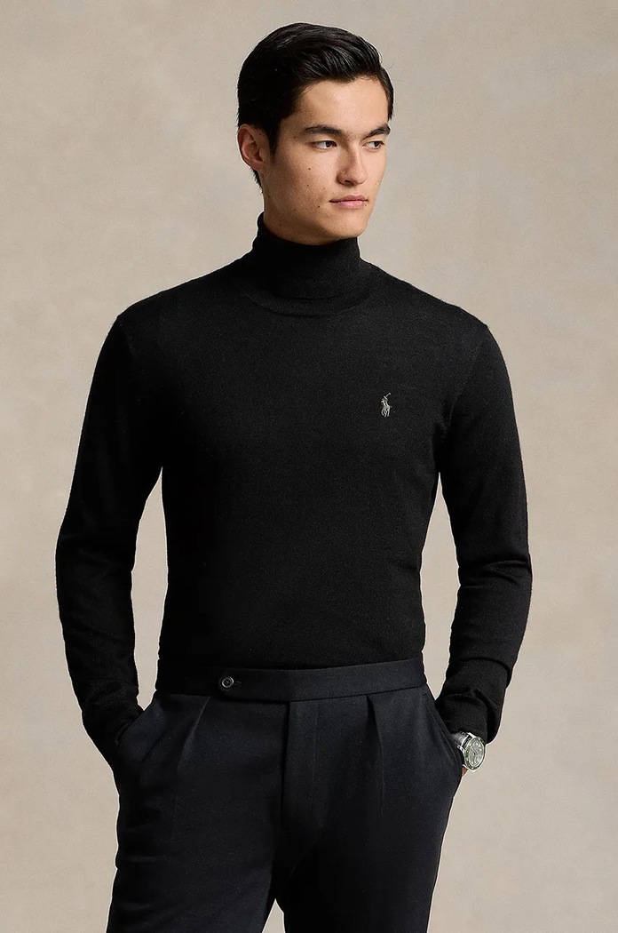 Polo Ralph Lauren pulover de lana grosime medie negru 710946145