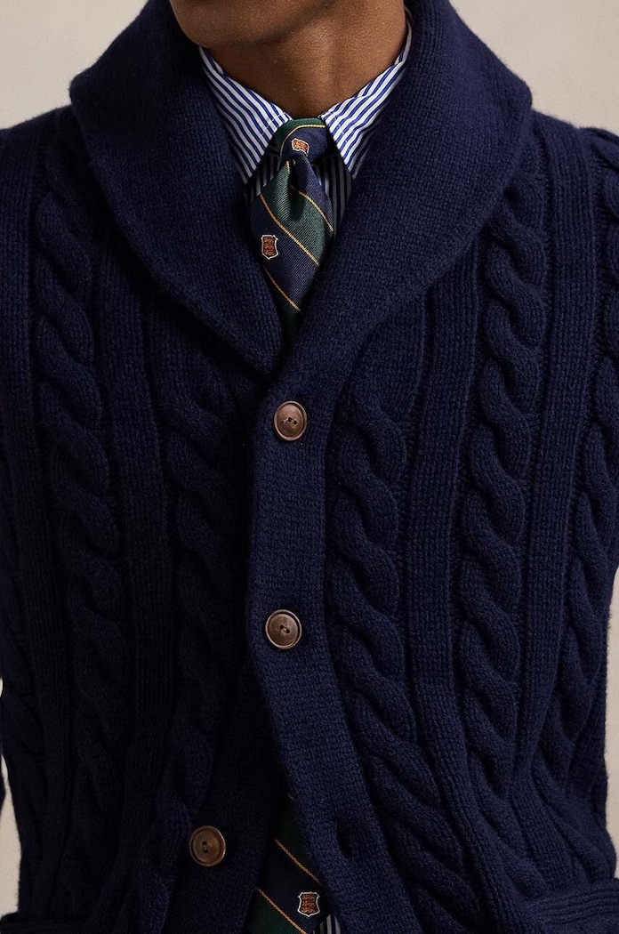 Polo Ralph Lauren kardigan wełniany niebieski 710956609