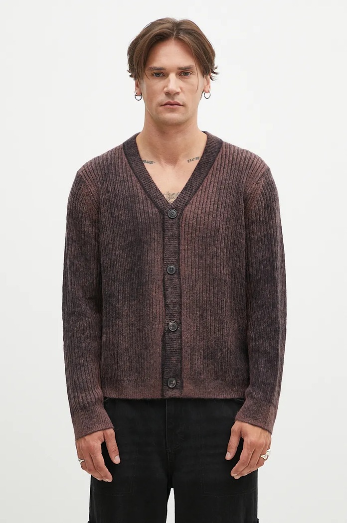 Kardigan s primjesom vune Paul Smith bez uzorka smeđa M1R.917Y.N02506