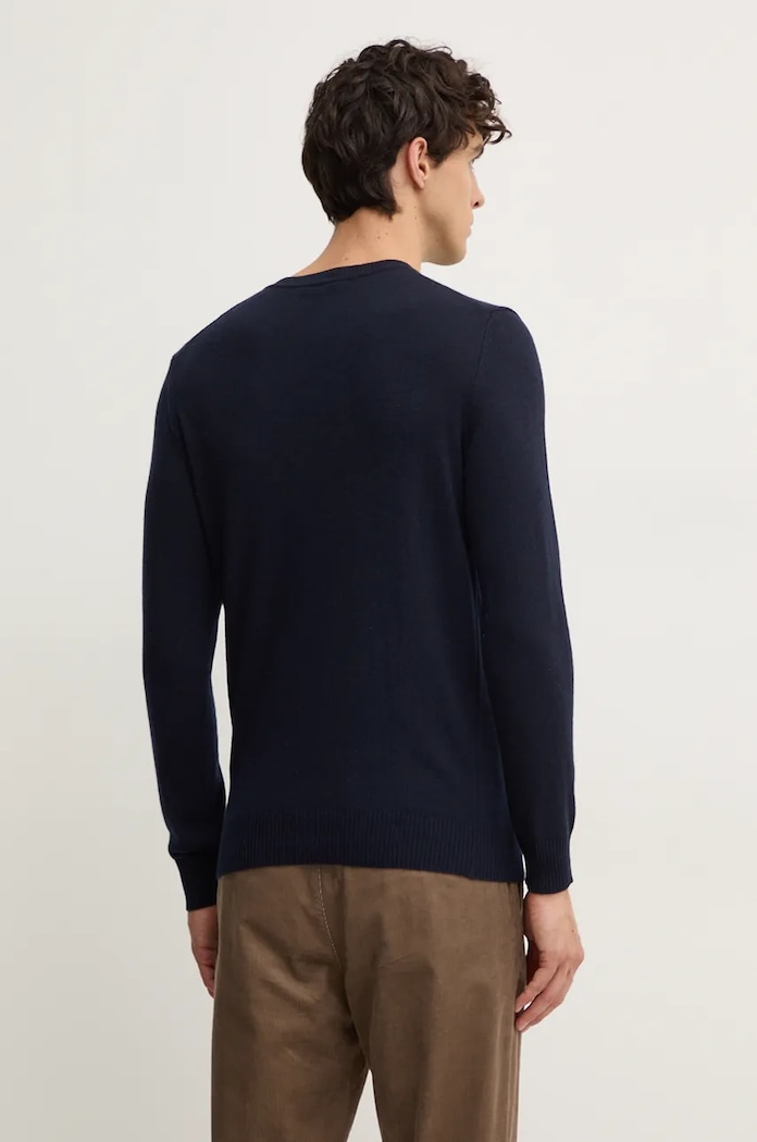Svetr z vlněné směsi Sisley 102HS1B17 námořnická modř AW25