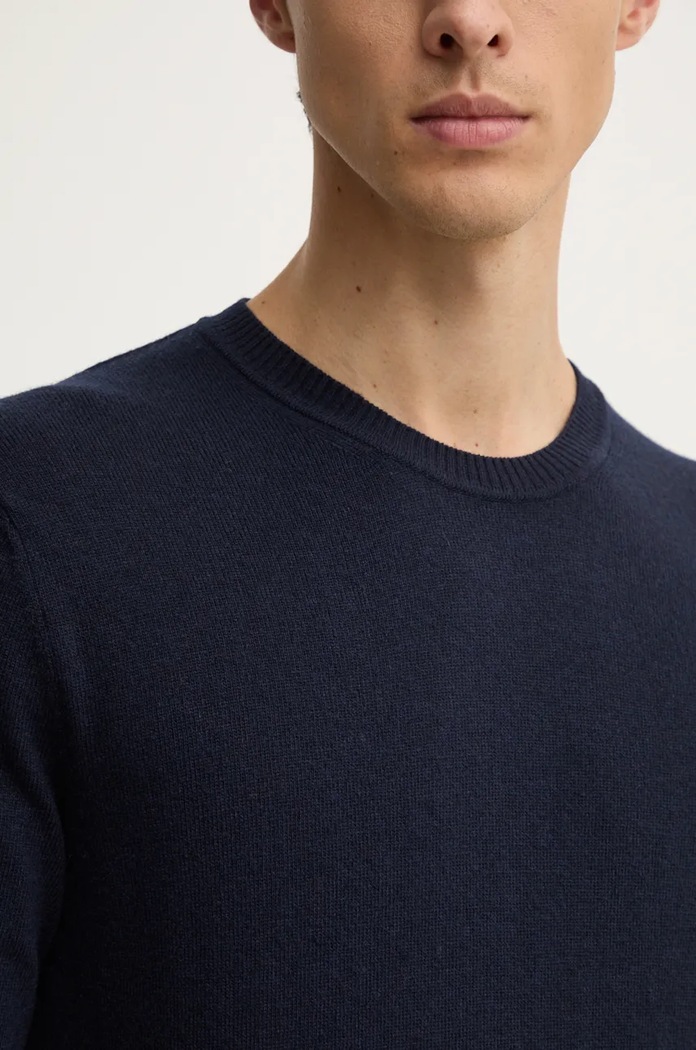 Svetr z vlněné směsi Sisley námořnická modř 102HS1B17