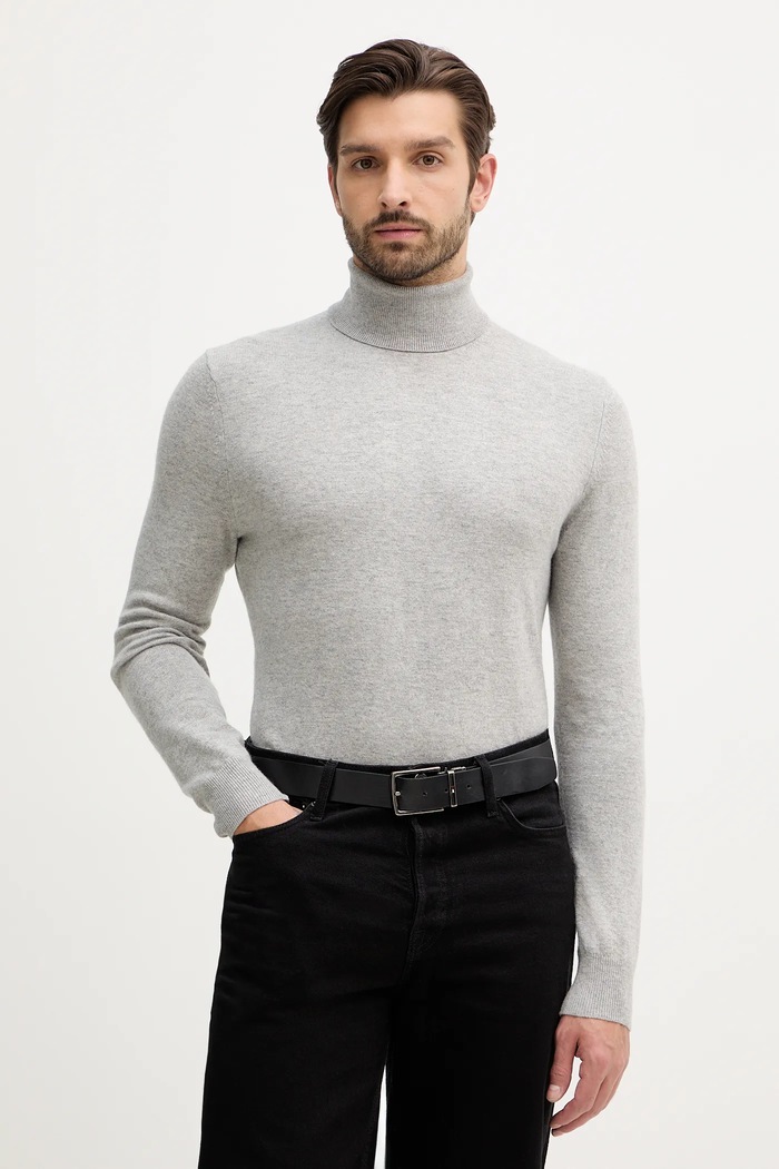 Sisley sweter z domieszką wełny szary 102HS2177