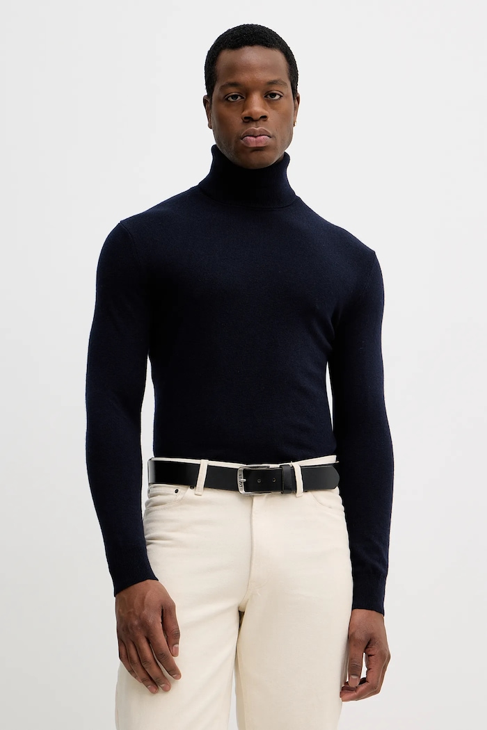 Sisley sweter z domieszką wełny granatowy 102HS2177