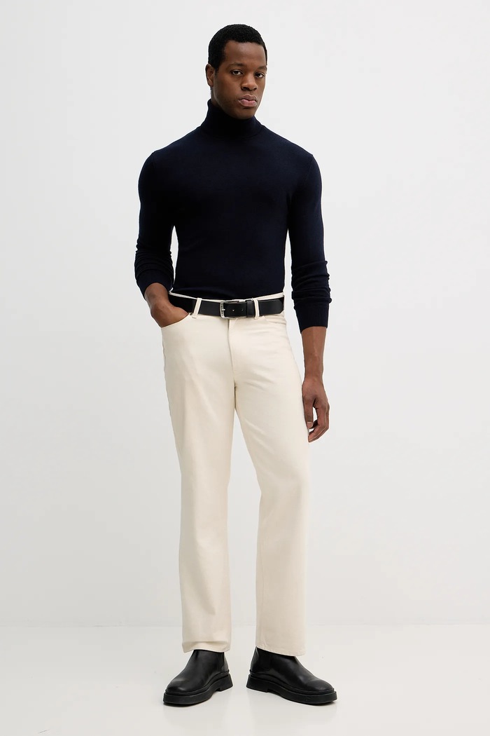 Sisley sweter z domieszką wełny 102HS2177 granatowy AW25