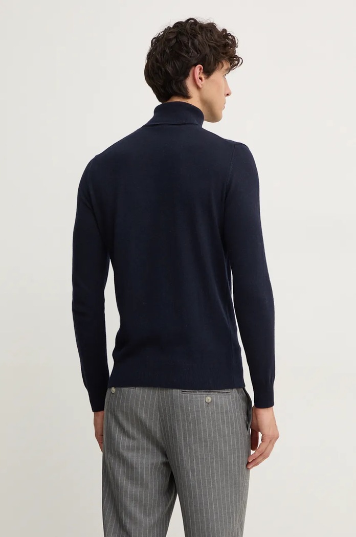 Svetr z vlněné směsi Sisley 102HS2177 námořnická modř AW25