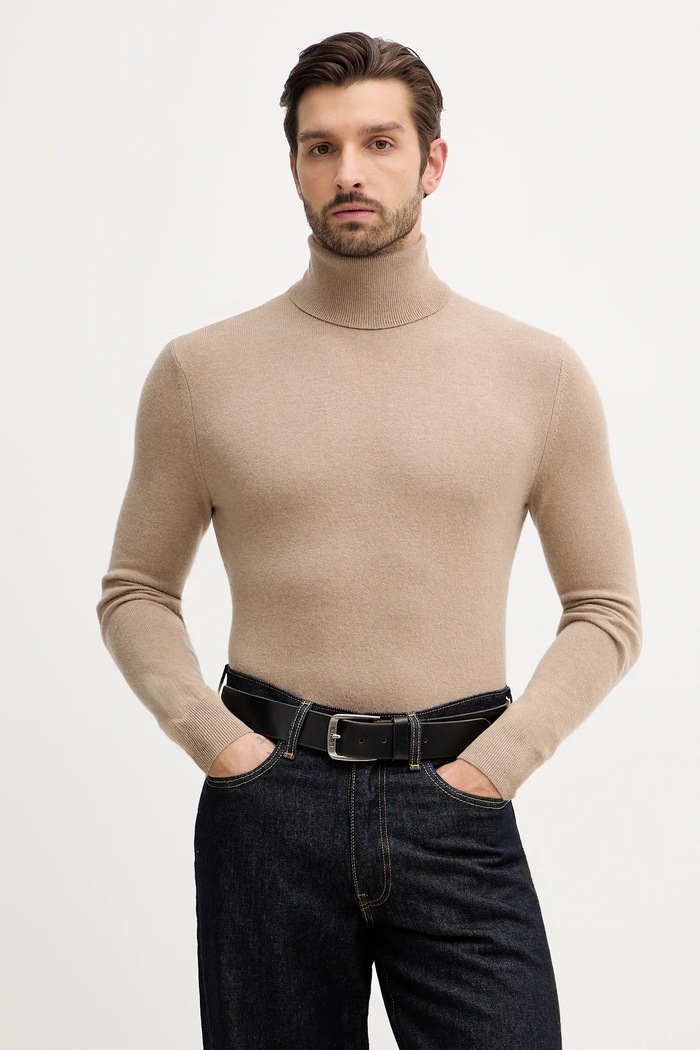 Sisley sweter z domieszką wełny beżowy 102HS2177