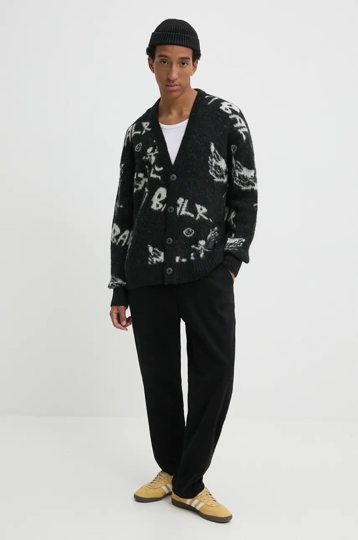 BALR. kardigan z domieszką wełny Game of the Gods B1276.1002 czarny AW24