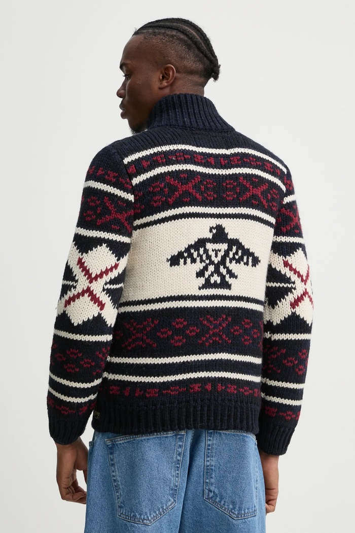 Odzież Superdry kardigan z domieszką wełny M6110591A.4BL granatowy