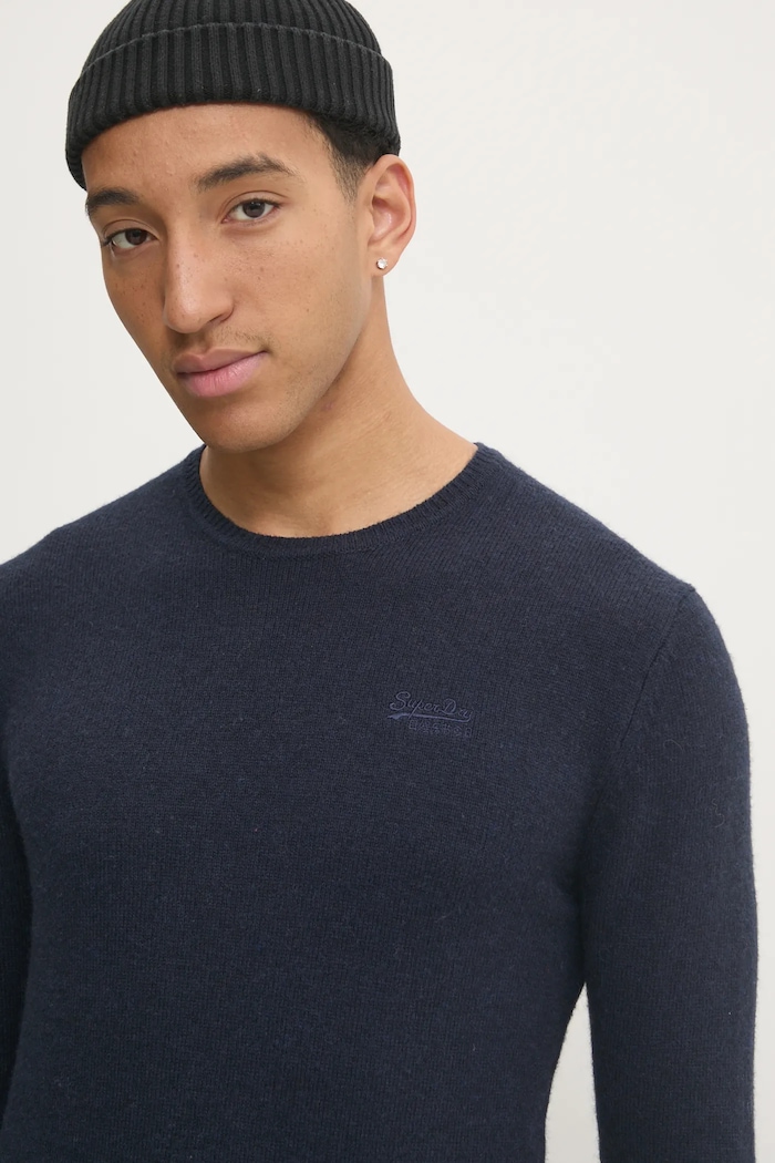 Sweter z domieszką wełny Superdry M6110641A.5EJ granatowy