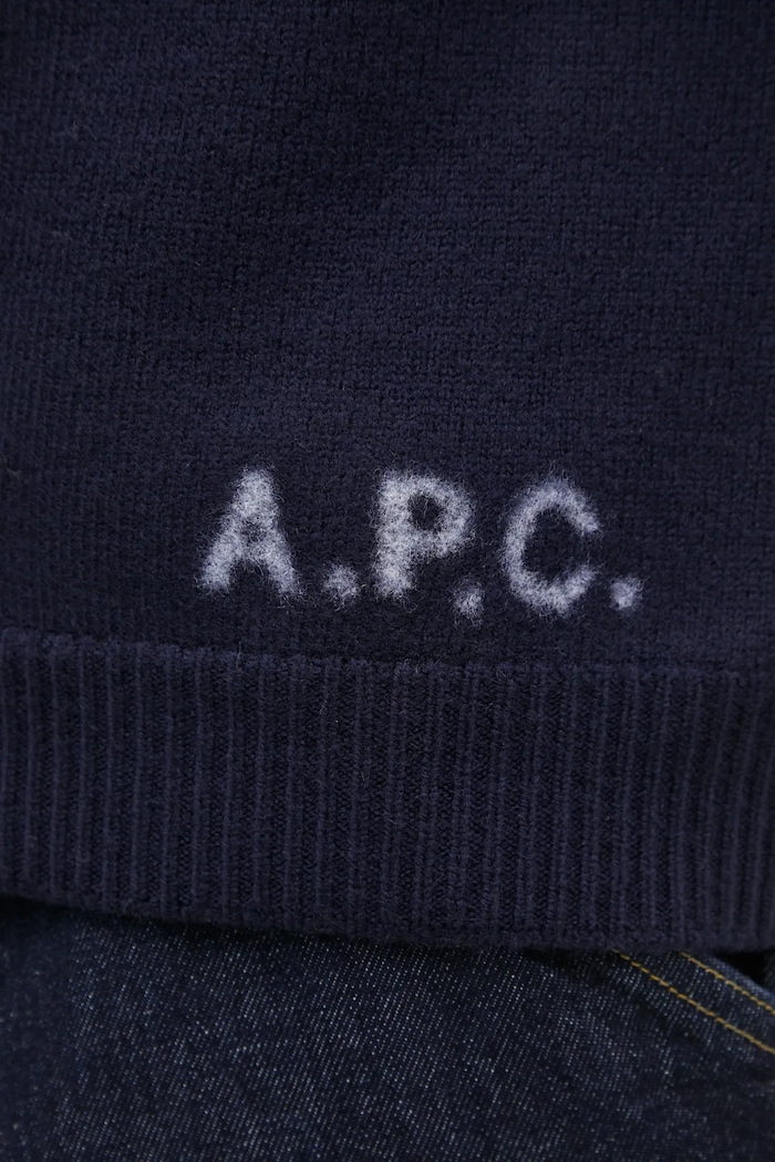 A.P.C. sweter wełniany Pull Edward granatowy WVBDJ.H23059