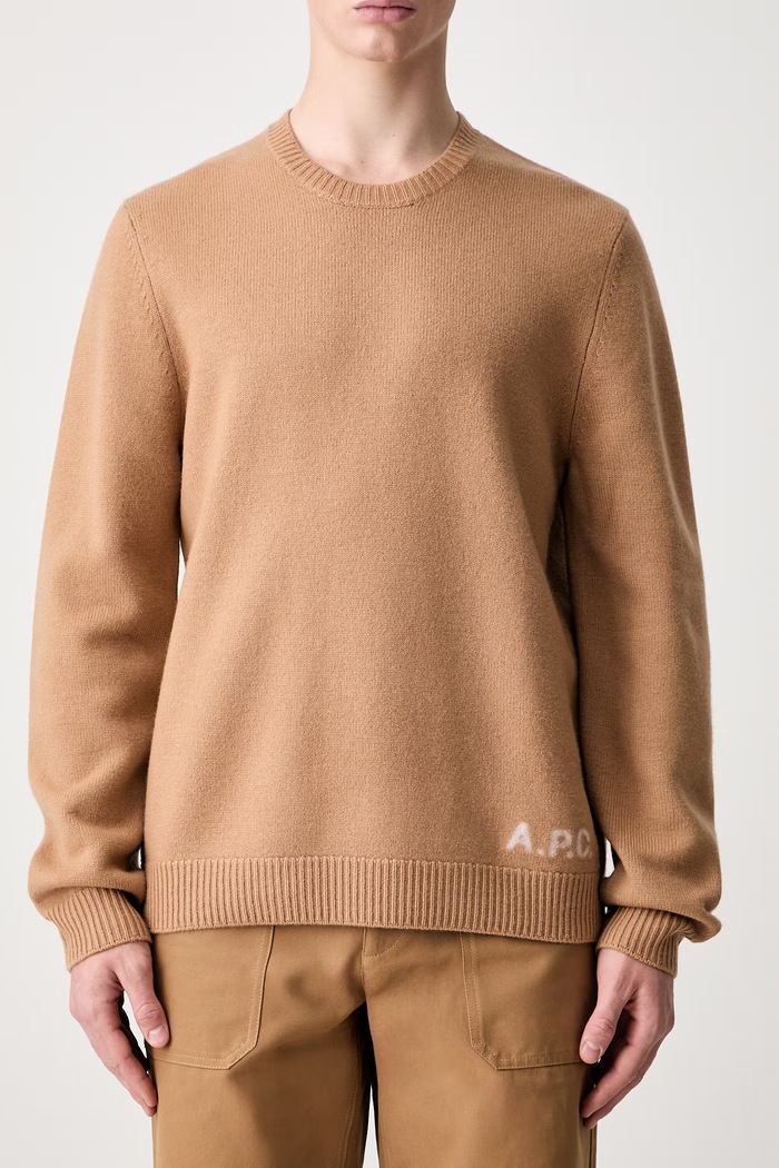A.P.C. Pull Edward пуловер от вълна мъжки кафяв WVBDJ.H23059