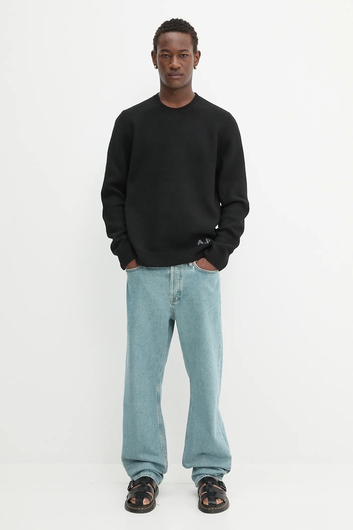 A.P.C. pulover pentru bărbați din lână Pull Edward WVBDJ.H23059 negru AW25