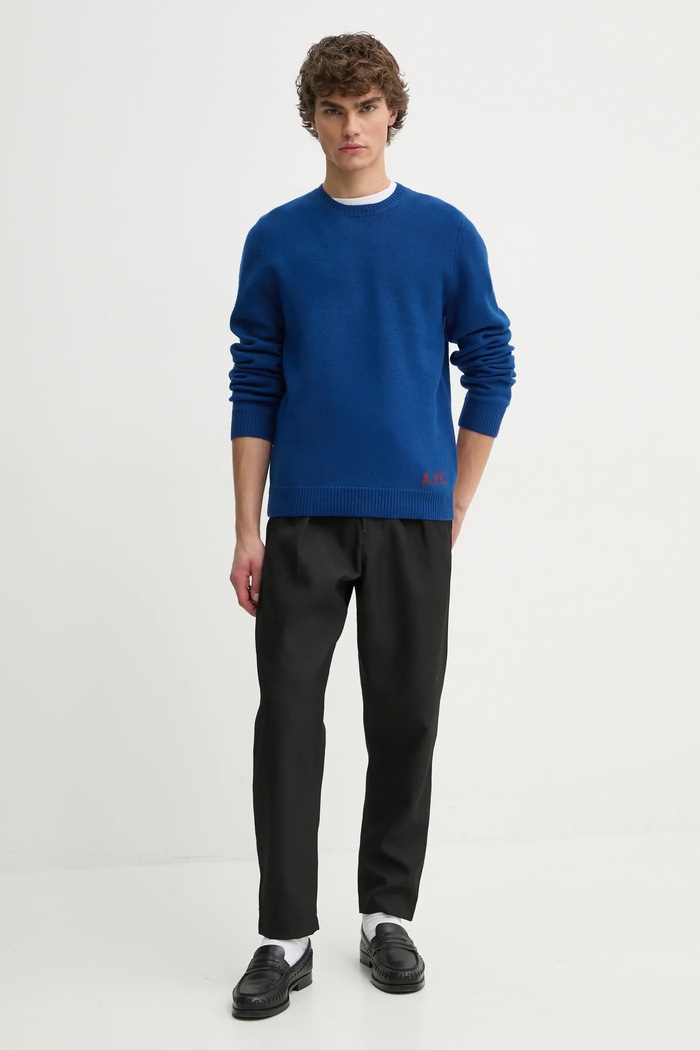 A.P.C. sweter wełniany pull edward WVBDK.H23059 granatowy AW24