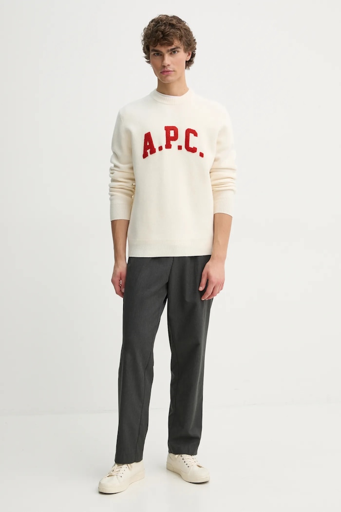 A.P.C. sweter wełniany pull joshua WVBDK.M23365 beżowy AW24