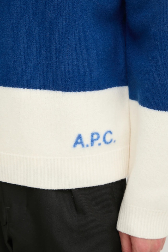 A.P.C. sweter wełniany pull edwardo WVBDL.H23364 granatowy