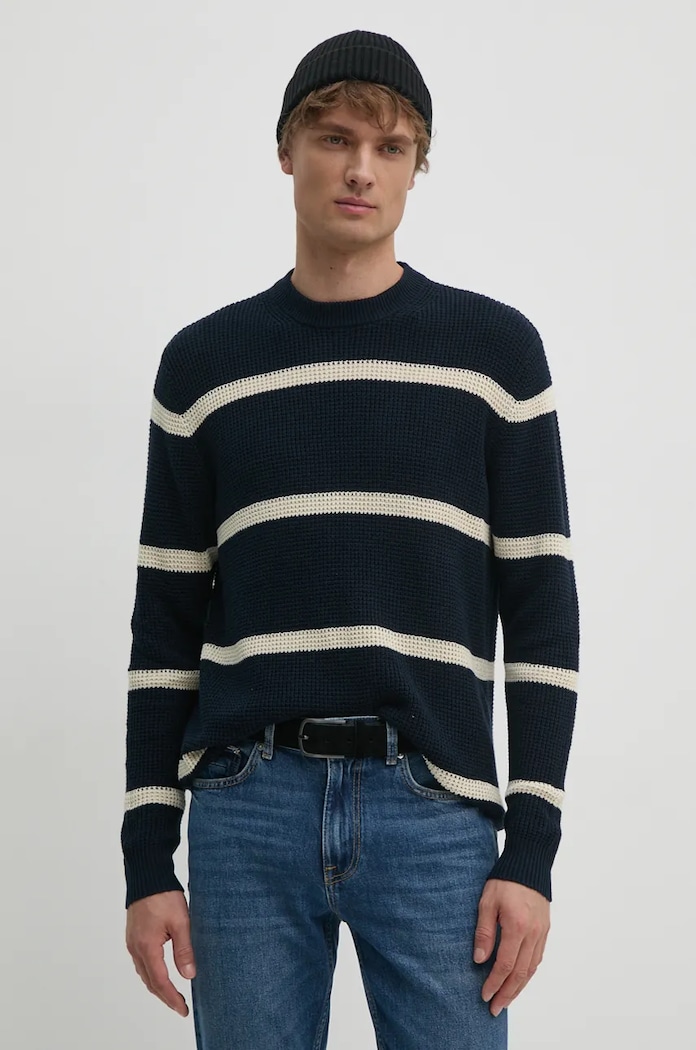 Bavlněný svetr Pepe Jeans CAIRO kulatý námořnická modř PM702444