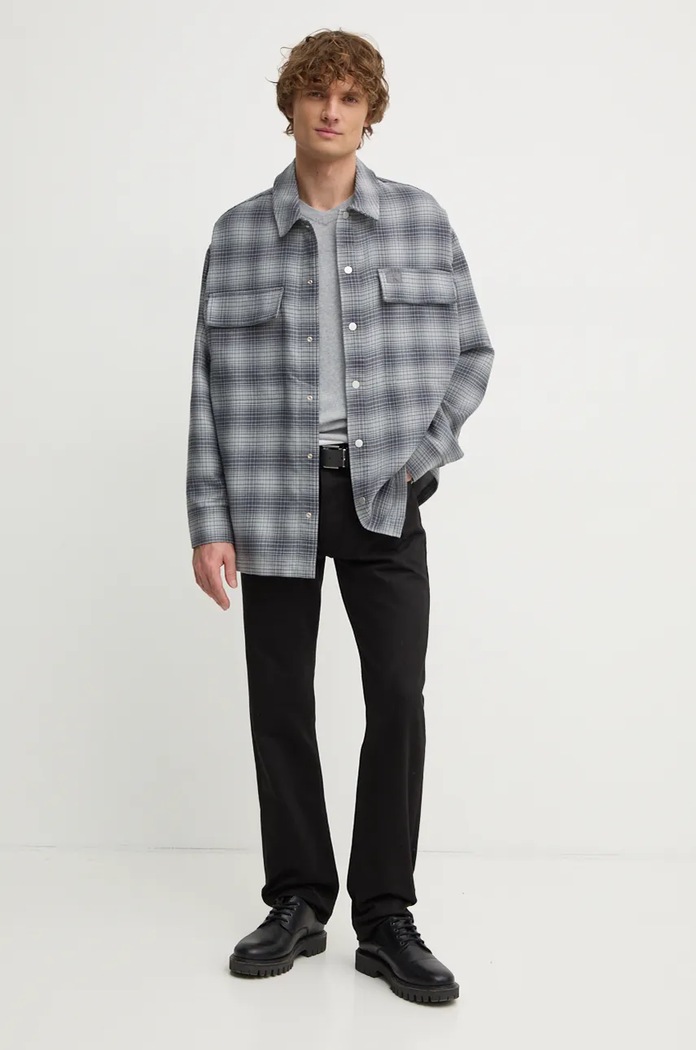 Sveter s prímesou vlny Pepe Jeans NEW ANDRE V NECK PM702468 sivá AW24