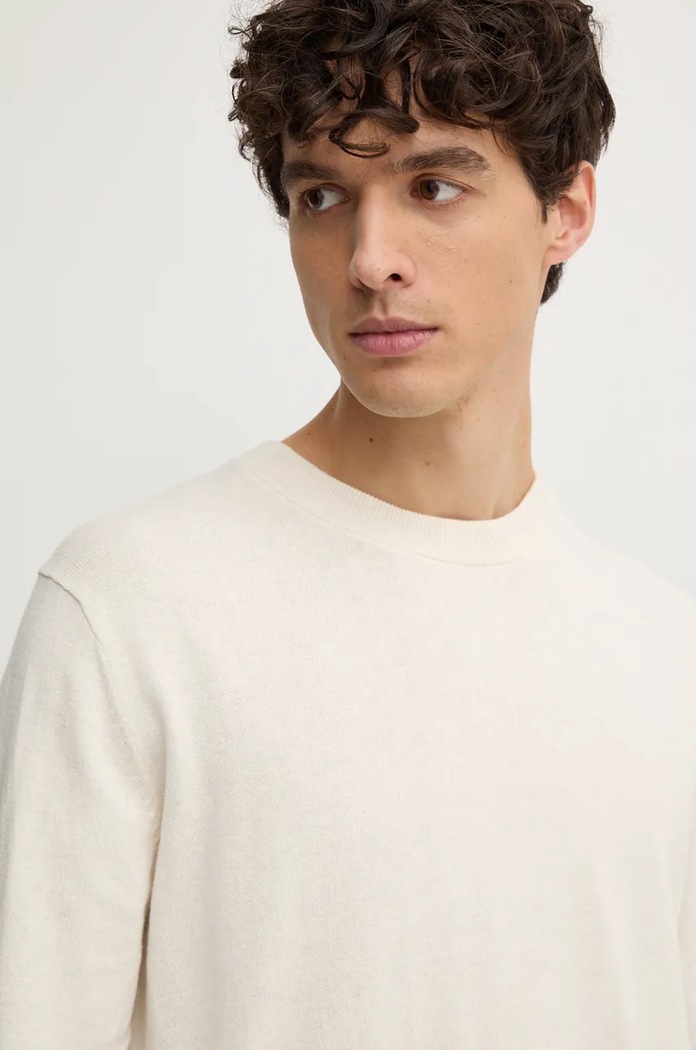 Pulover s dodatkom vune Pepe Jeans NEW ANDRE CREW NECK bež PM702469