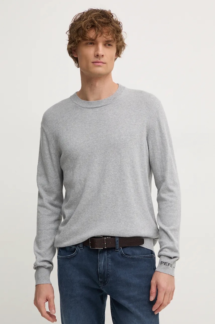 Sveter s prímesou vlny Pepe Jeans NEW ANDRE CREW NECK s prímesou vlny sivá PM702469