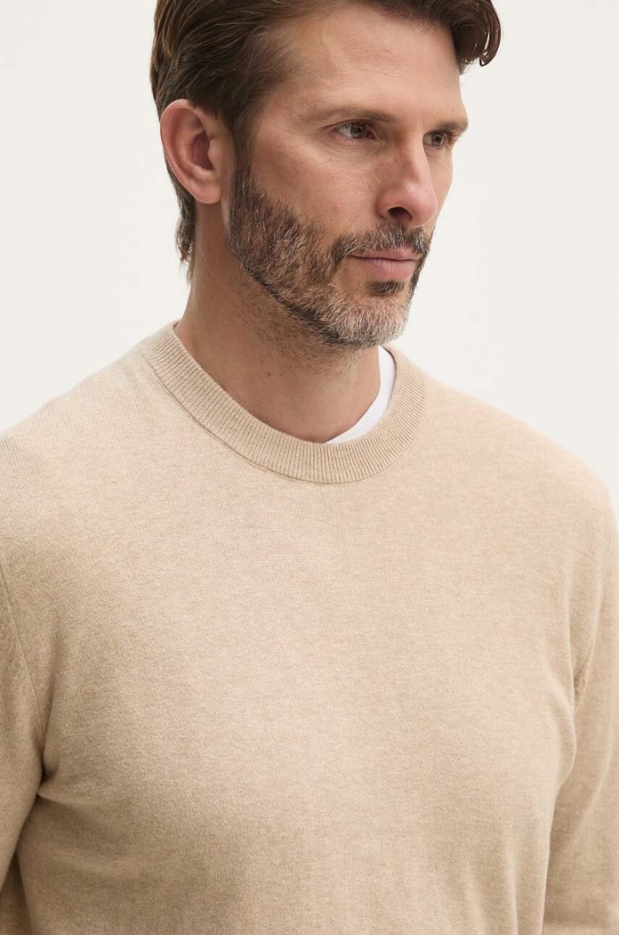 Svetr z vlněné směsi Pepe Jeans NEW ANDRE CREW NECK kulatý béžová PM702469