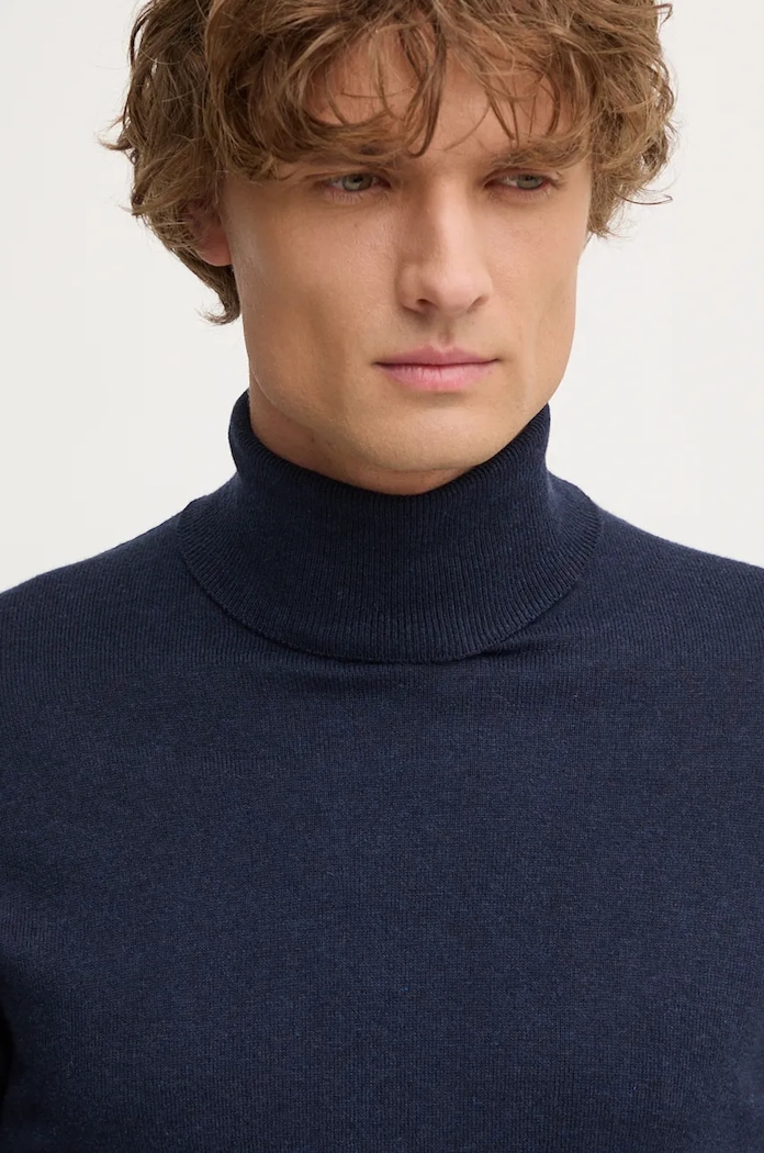 Sveter s prímesou vlny Pepe Jeans NEW ANDRE TURTLE NECK tmavomodrá PM702470