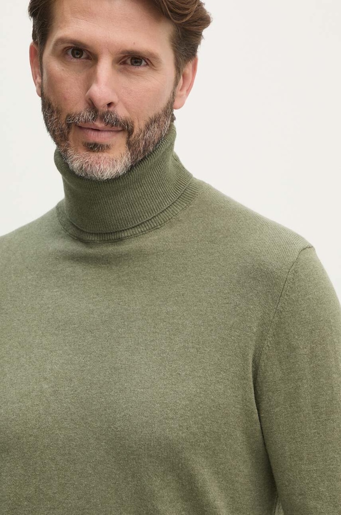 Pepe Jeans sweter z domieszką wełny NEW ANDRE TURTLE NECK zielony PM702470