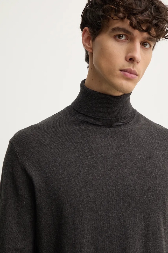 Pepe Jeans sweter z domieszką wełny NEW ANDRE TURTLE NECK z domieszką wełny szary PM702470