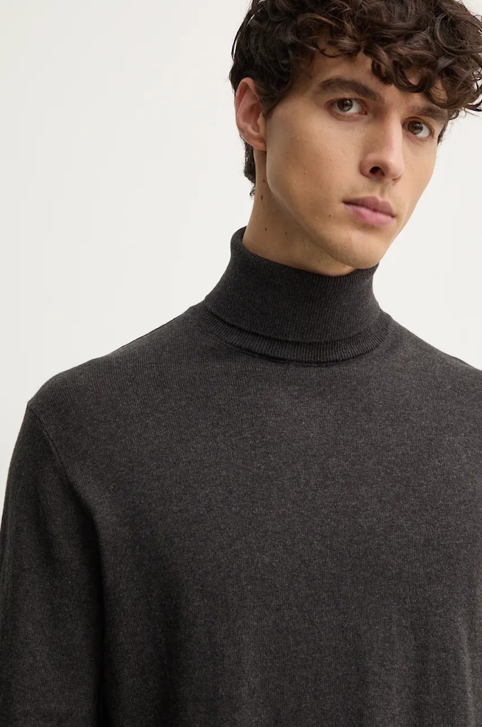 Pepe Jeans sweter z domieszką wełny NEW ANDRE TURTLE NECK z domieszką wełny szary PM702470