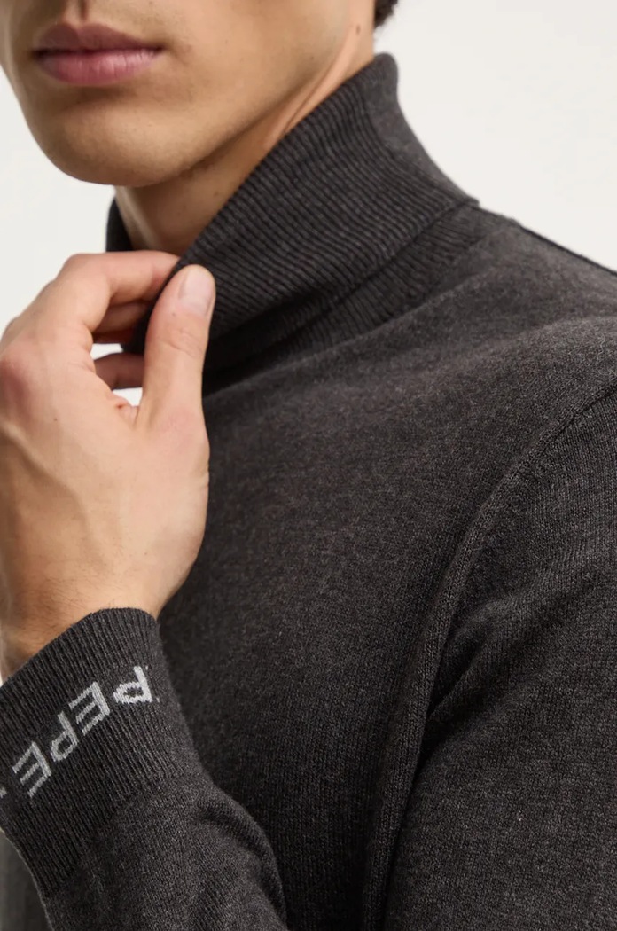 Pepe Jeans sweter z domieszką wełny NEW ANDRE TURTLE NECK PM702470 szary