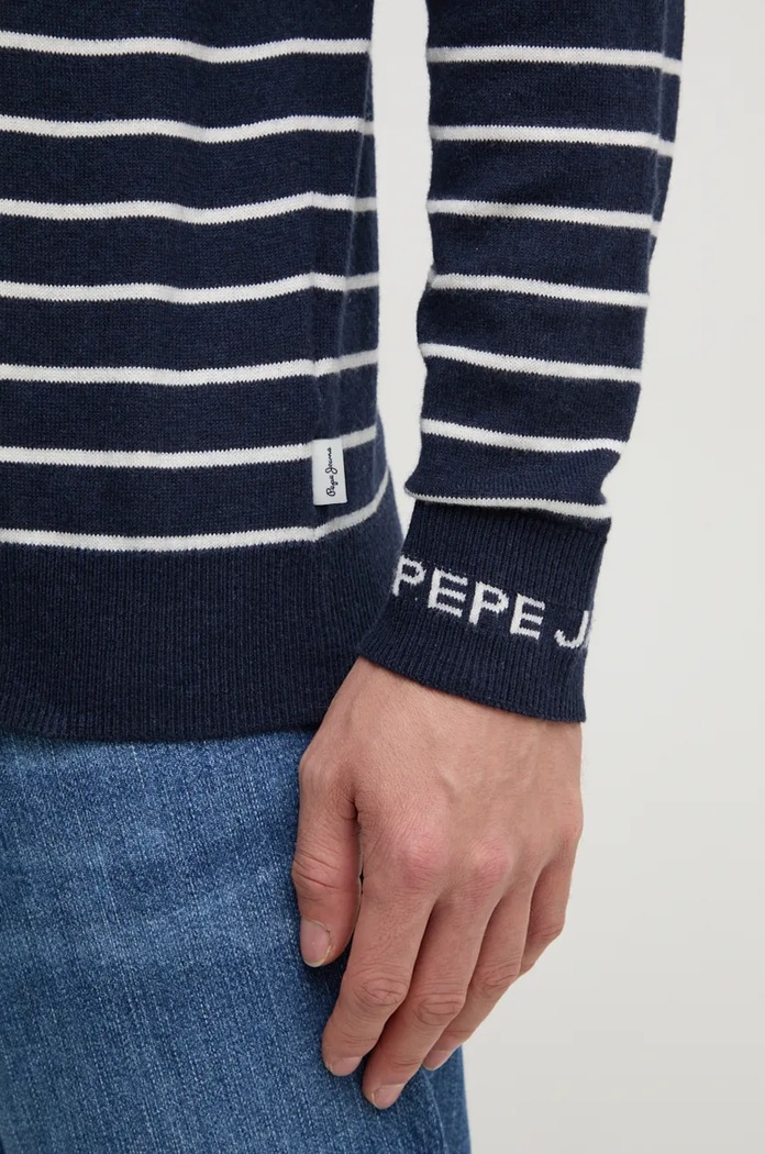 Pepe Jeans pulover din amestec de lana NEW ANDRE STRIPES PM702479 bleumarin