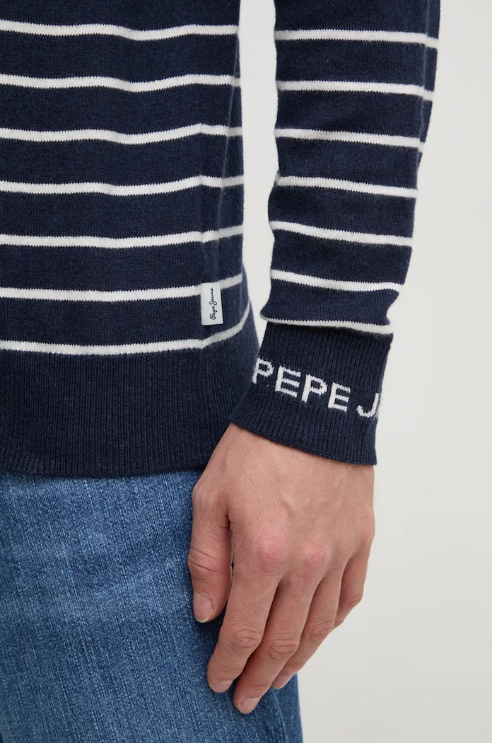 Pepe Jeans pulover din amestec de lana NEW ANDRE STRIPES PM702479 bleumarin