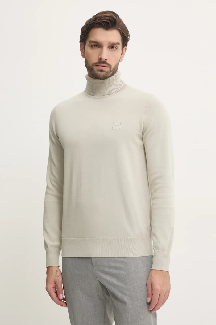 BOSS Orange sweter z domieszką kaszmiru Akiro_S melanż beżowy 50527573