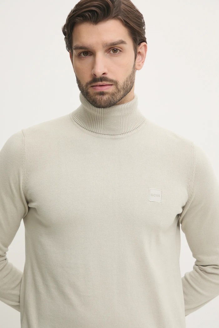 BOSS Orange sweter z domieszką kaszmiru Akiro_S beżowy 50527573