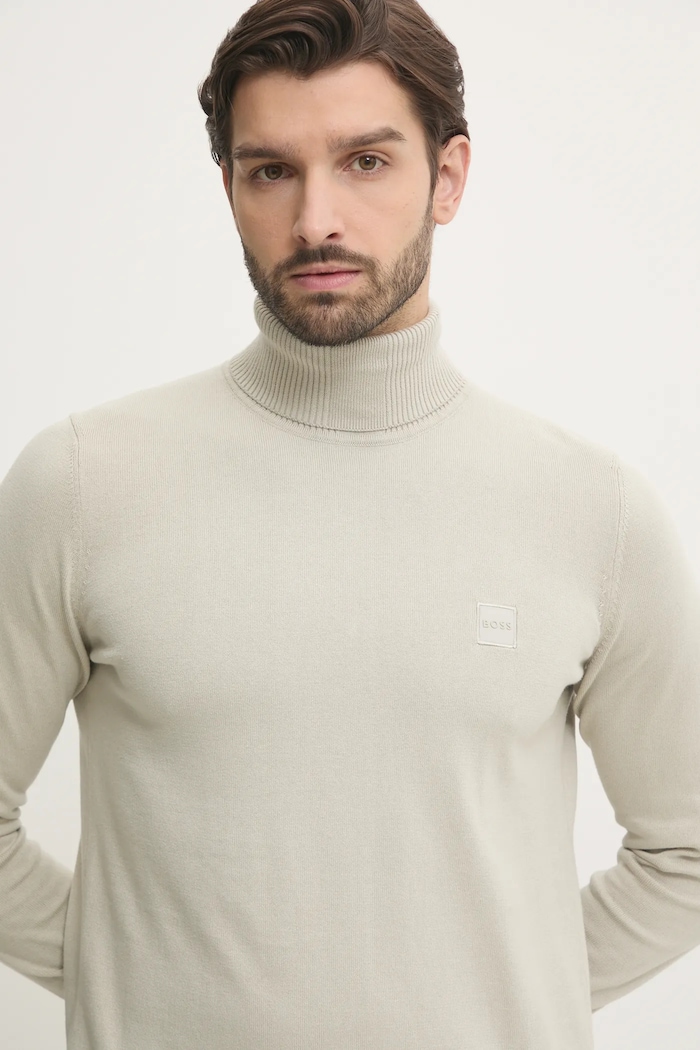 BOSS Orange sweter z domieszką kaszmiru Akiro_S beżowy 50527573