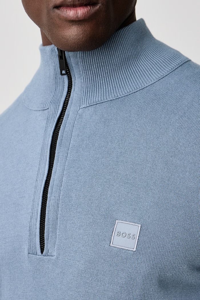 BOSS Orange Sweter męski z dodatkiem kaszmiru Kanobix_S 50527585 niebieski SS26