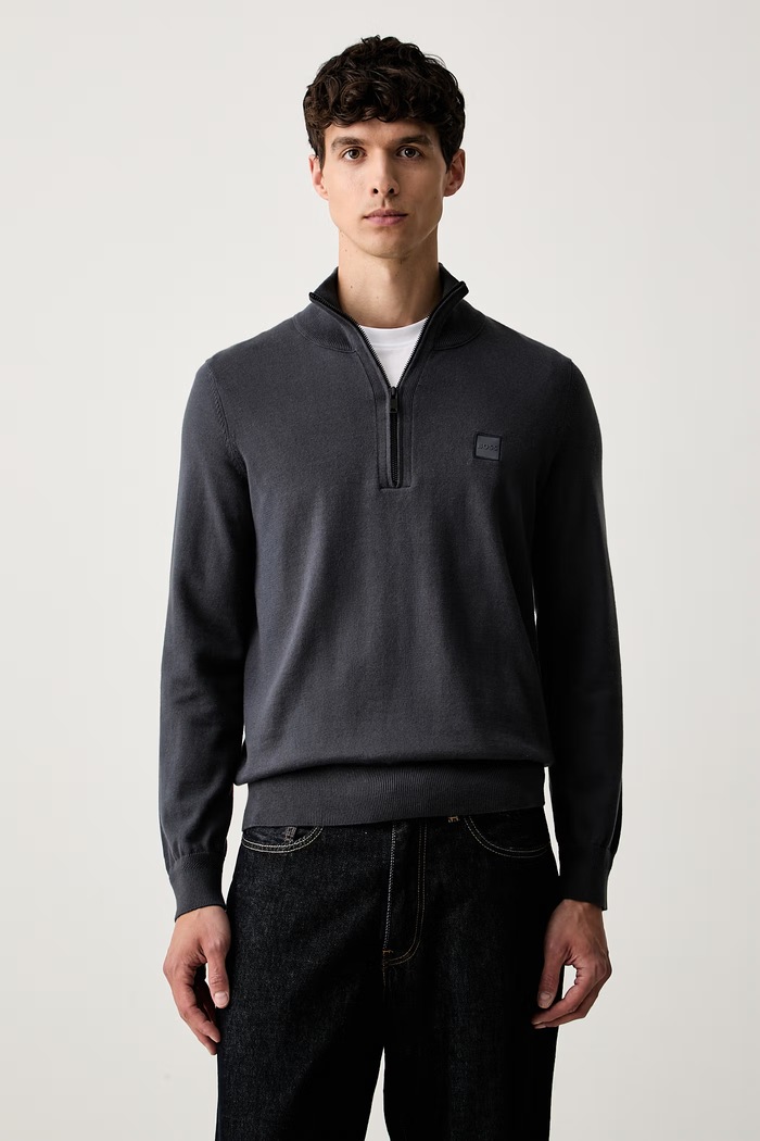BOSS Orange sweter męski z dodatkiem kaszmiru Kanobix_S granatowy 50527585
