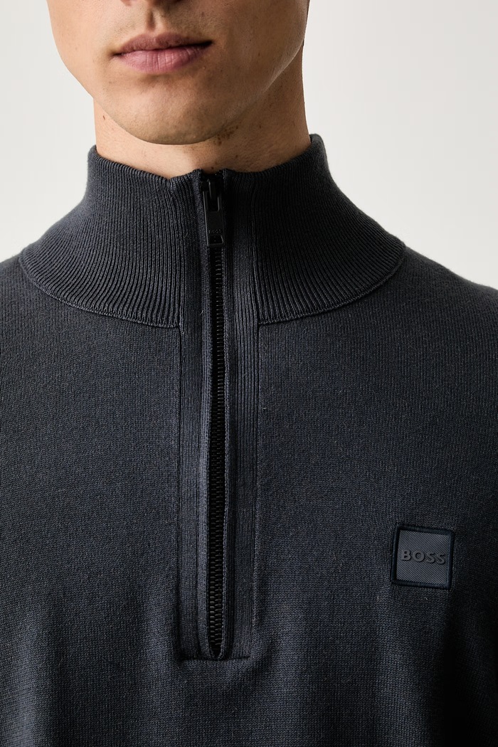 BOSS Orange sweter męski z dodatkiem kaszmiru Kanobix_S 50527585 granatowy